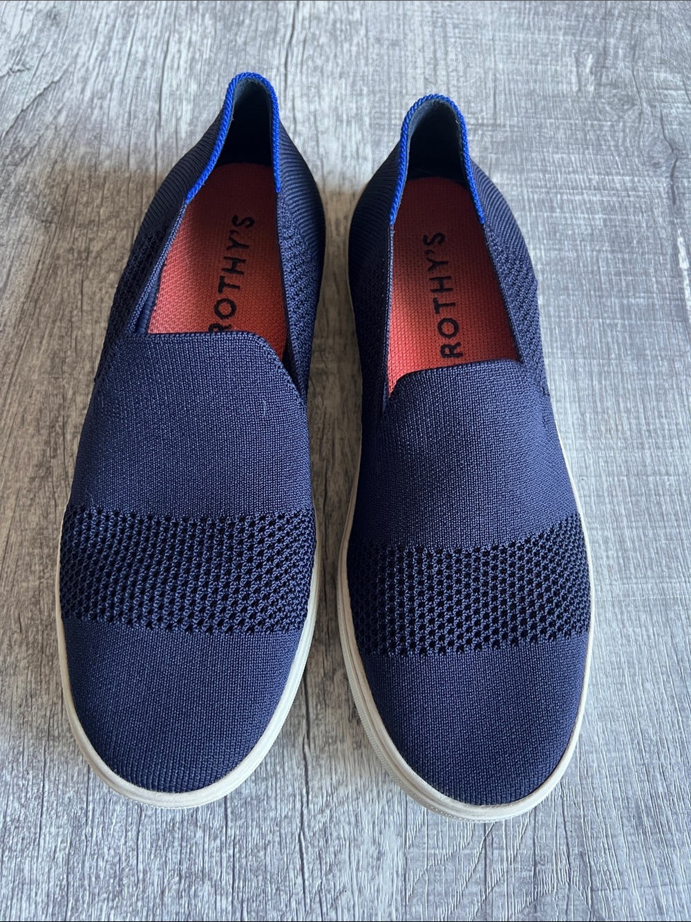 Rothy's The Sneaker Maritime Lattice Stitch Navy Slip On Shoes Women’s Size 8